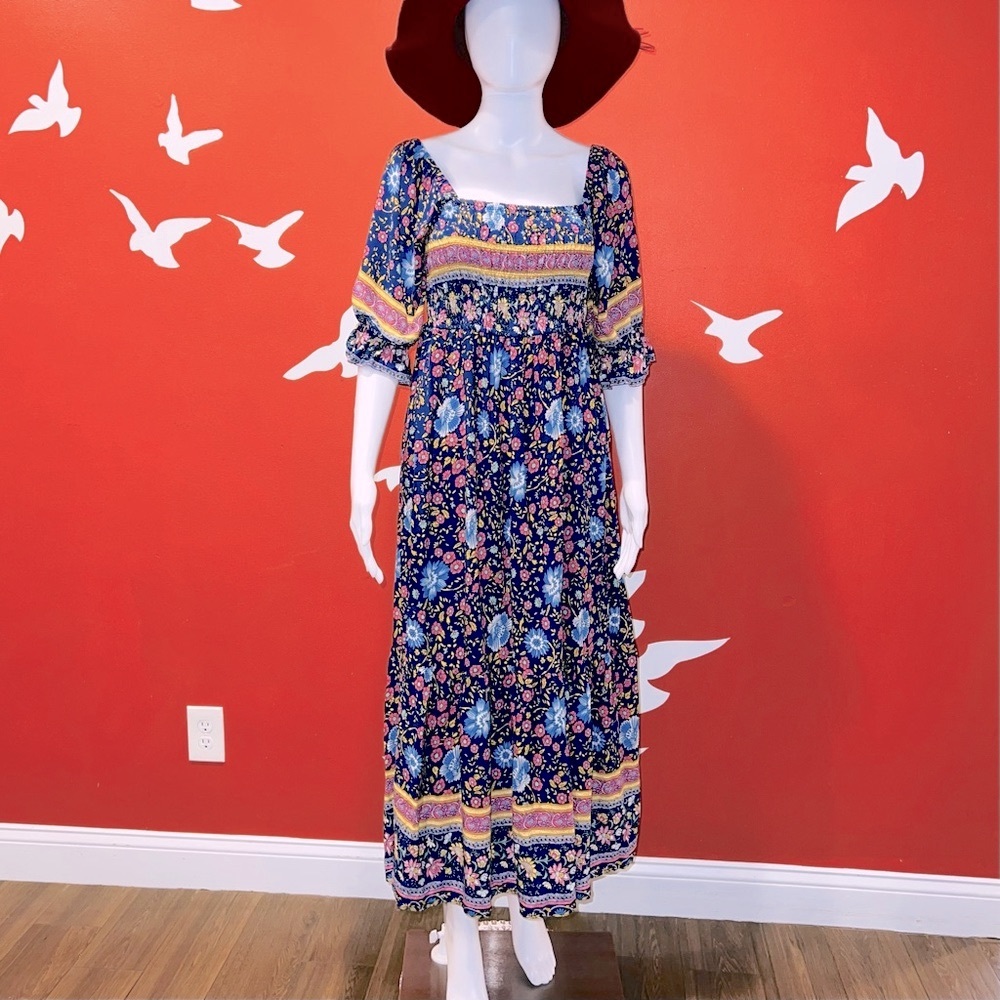 Adorable puff sleeve (or off shoulder) Boho Dress
